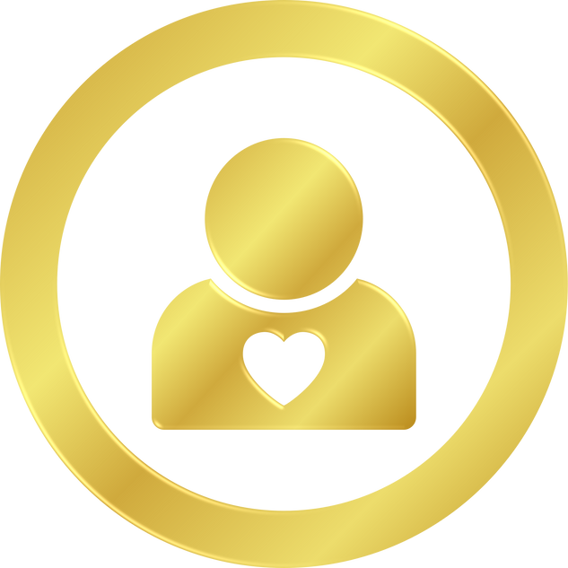Gold User Profile With Heart Icon
